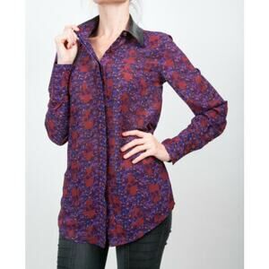 House of Harlow 1960 Skull Paisley Punk-Chic Blouse Size Small